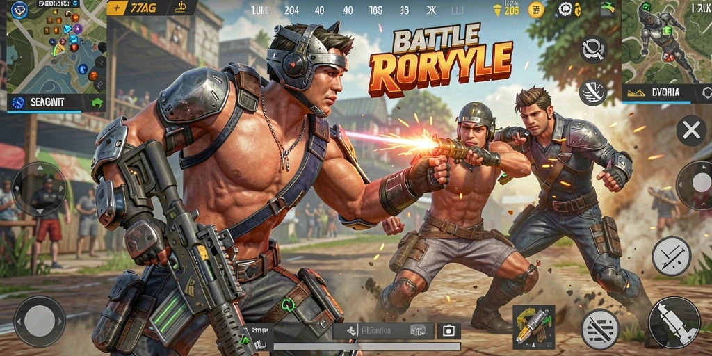 Gameplay seru di dunia Battle Royale di 77AG.