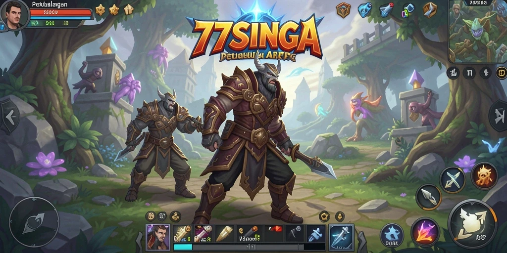 Screenshot gameplay 77SINGA menampilkan aksi seru dalam pertarungan ARPG.