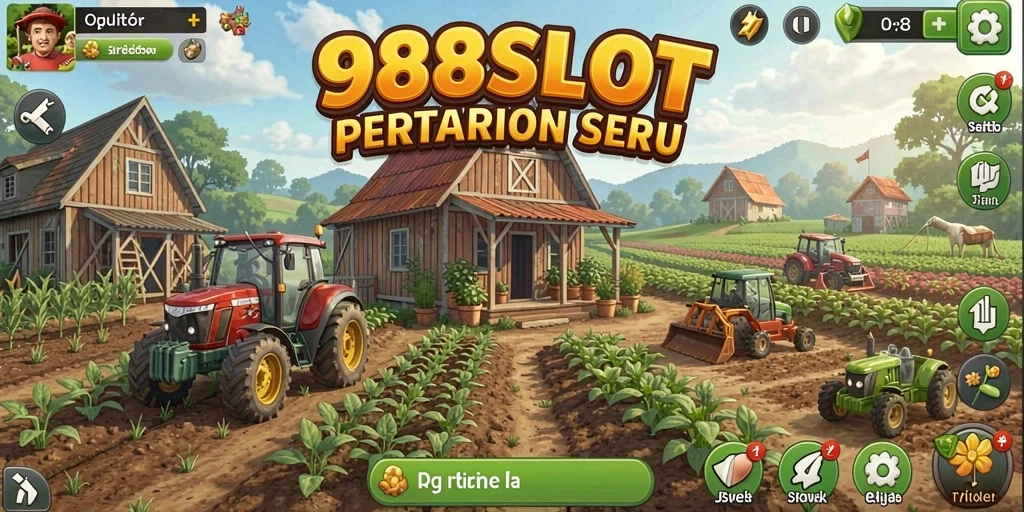 Tampilan gameplay seru 988SLOT dengan ladang yang subur.