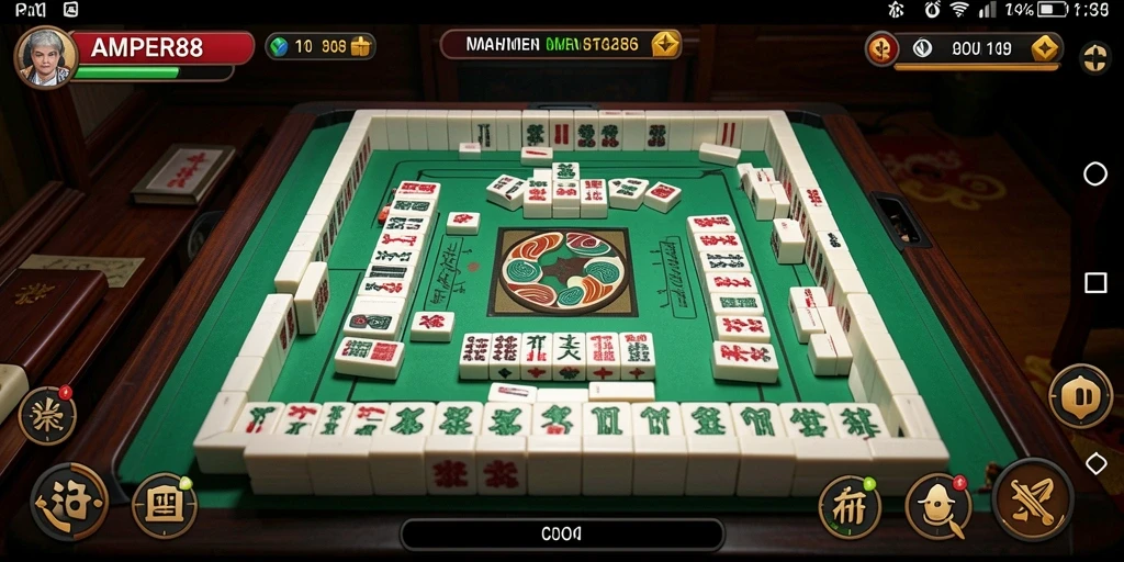 Tampilan gameplay seru dari AMPER88, permainan Mahjong yang menantang.
