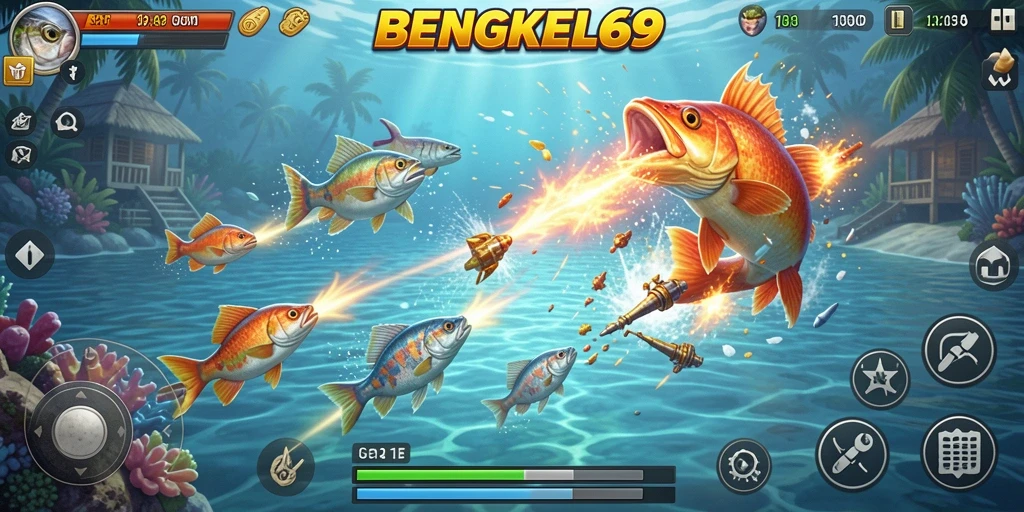 Tampilan gameplay BENGKEL69 yang mendebarkan dengan ikan beragam.