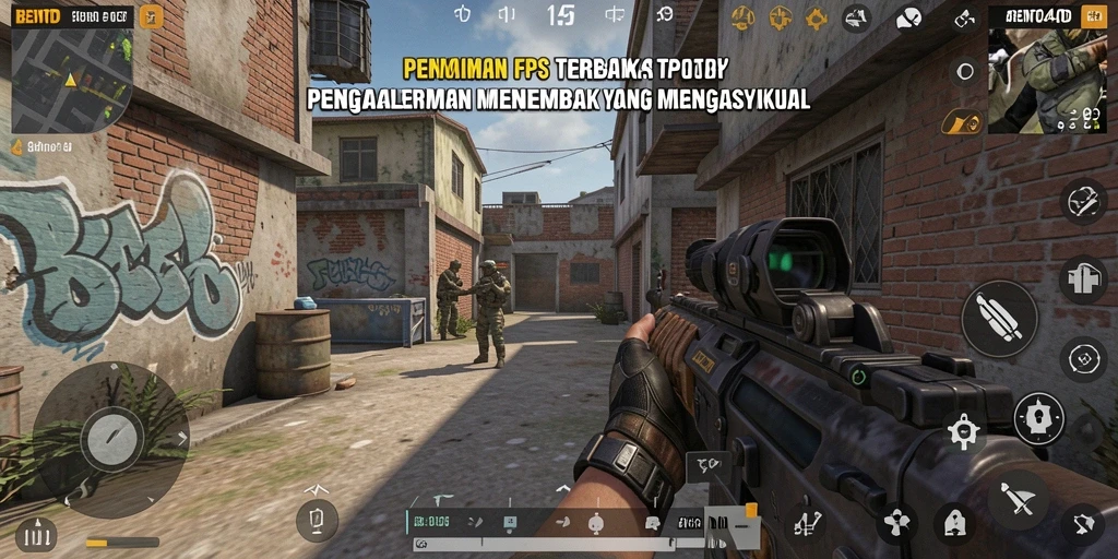 Screenshot gameplay BENTO4D dengan aksi menembak yang mendebarkan.