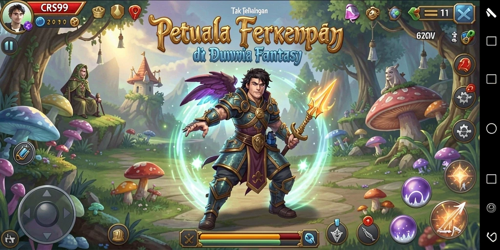 Screenshot utama CRS99 menampilkan karakter menjelajah dunia penuh tantangan.
