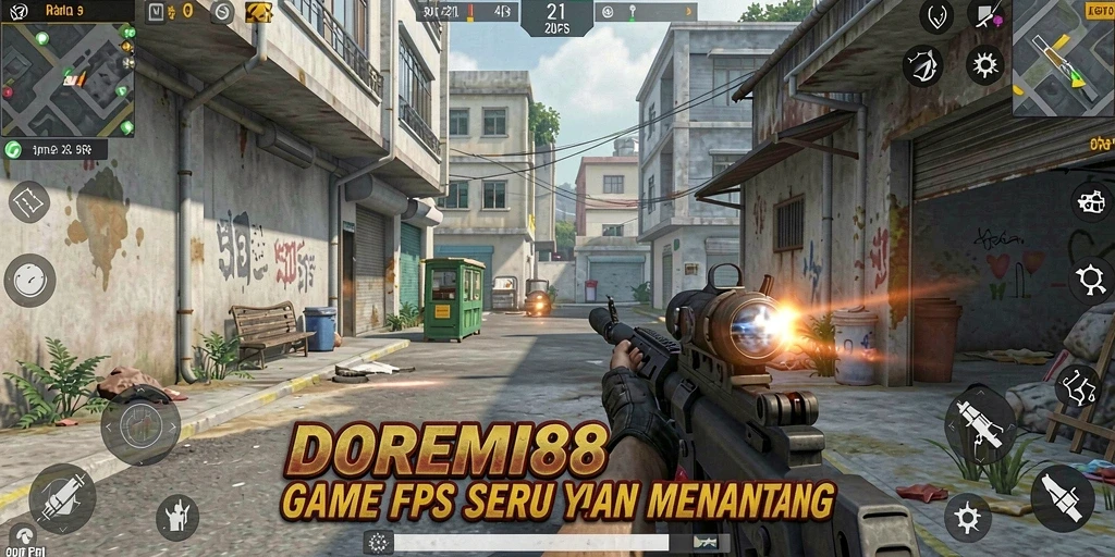 Tampilan gameplay seru dalam DOREMI88 dengan aksi tembak menembak.