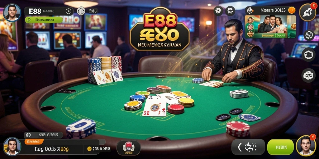 Tampilan menarik dari game E88 dengan gameplay poker yang mendebarkan.