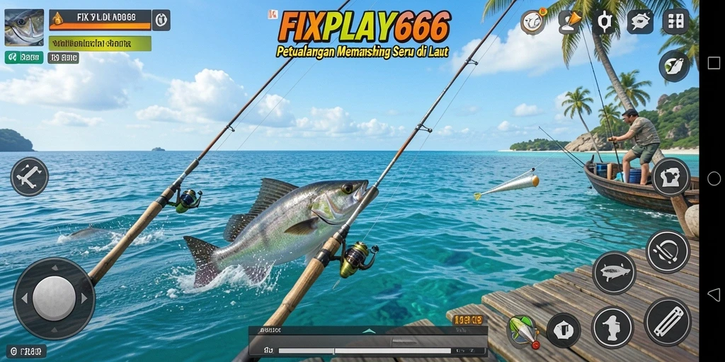 Screenshot gameplay FIXPLAY666 yang menampilkan aksi memancing yang seru.