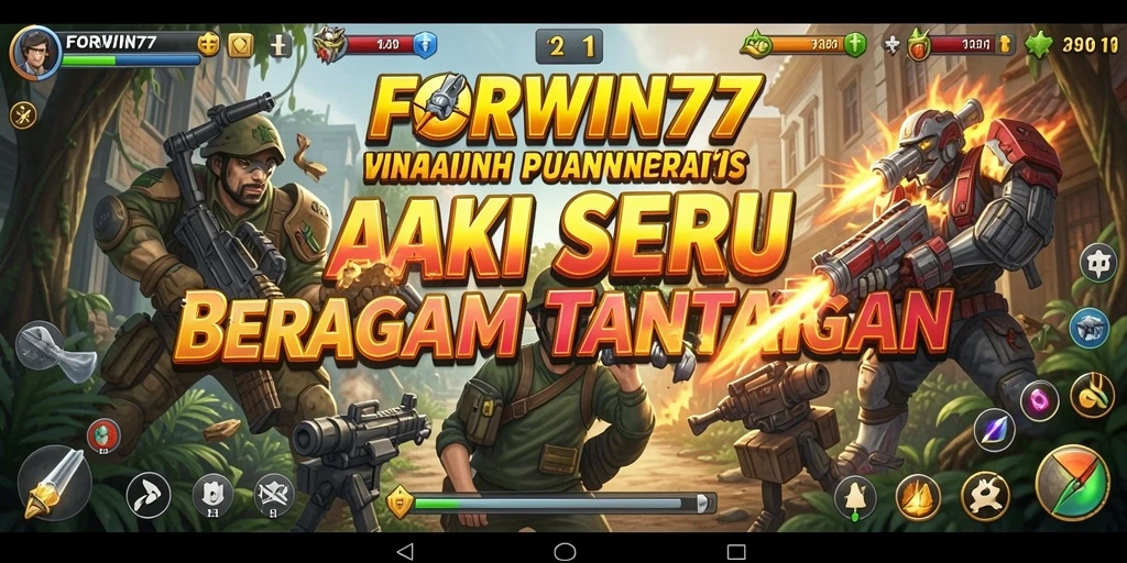 Tangkapan layar FORWIN77 menampilkan aksi mendebarkan di tengah pertempuran.