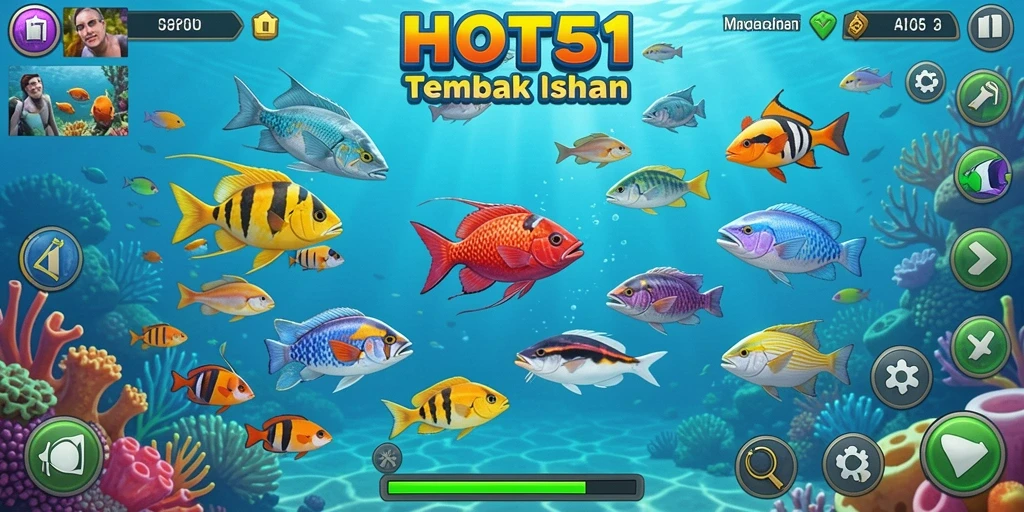 Screenshot gameplay HOT51 dengan aksi memancing ikan yang seru.