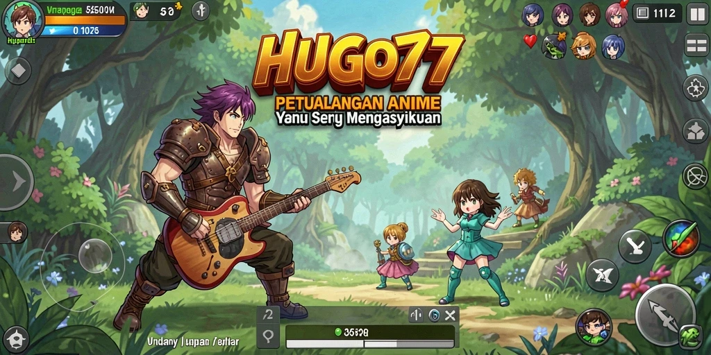 Tangkapan layar HUGO77 menampilkan aksi seru dan karakter Anime yang menarik.