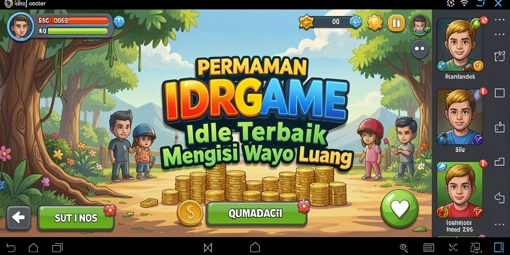 Tampilan screenshot gameplay IDRGAME yang menampilkan dunia yang penuh warna.