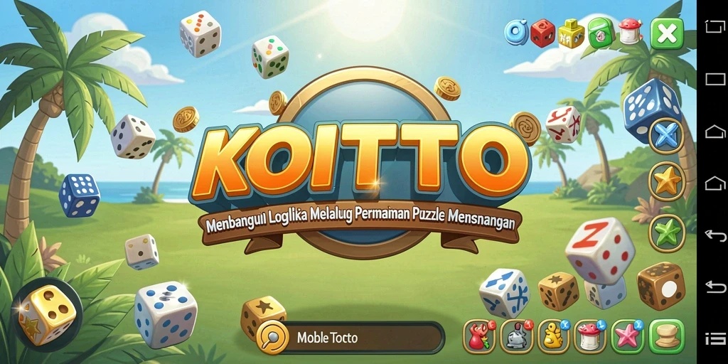 Screenshot menampilkan gameplay KOITOTO dengan puzzle menarik.