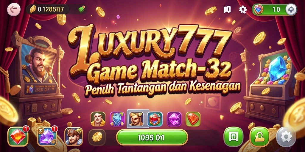Tampilan gameplay seru di LUXURY777 dengan kombinasi permata warna-warni.