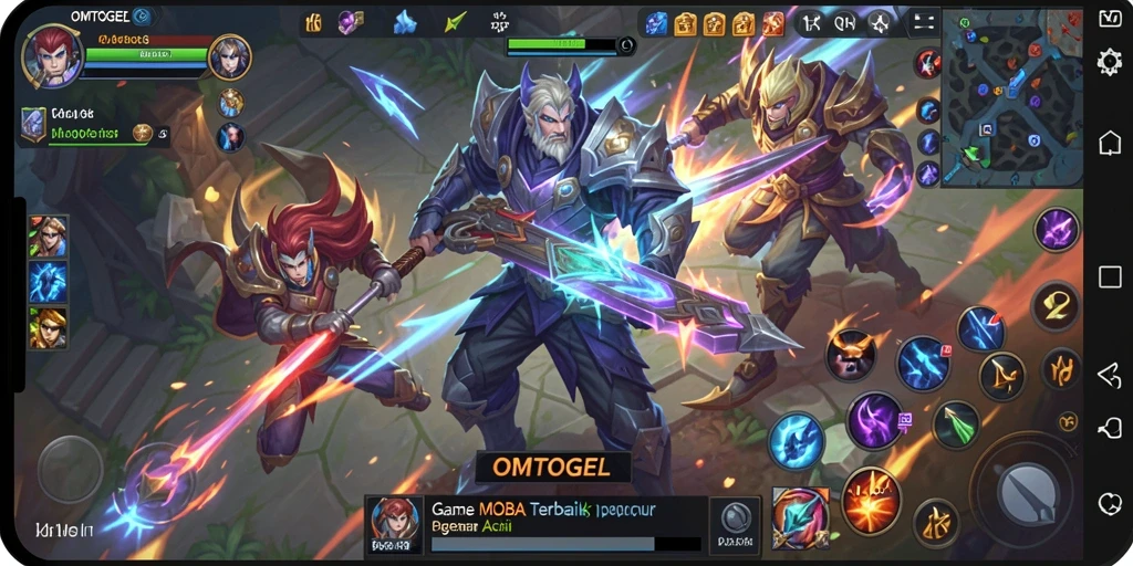 Tampilan menarik dari gameplay MOBA di OMTOGEL.
