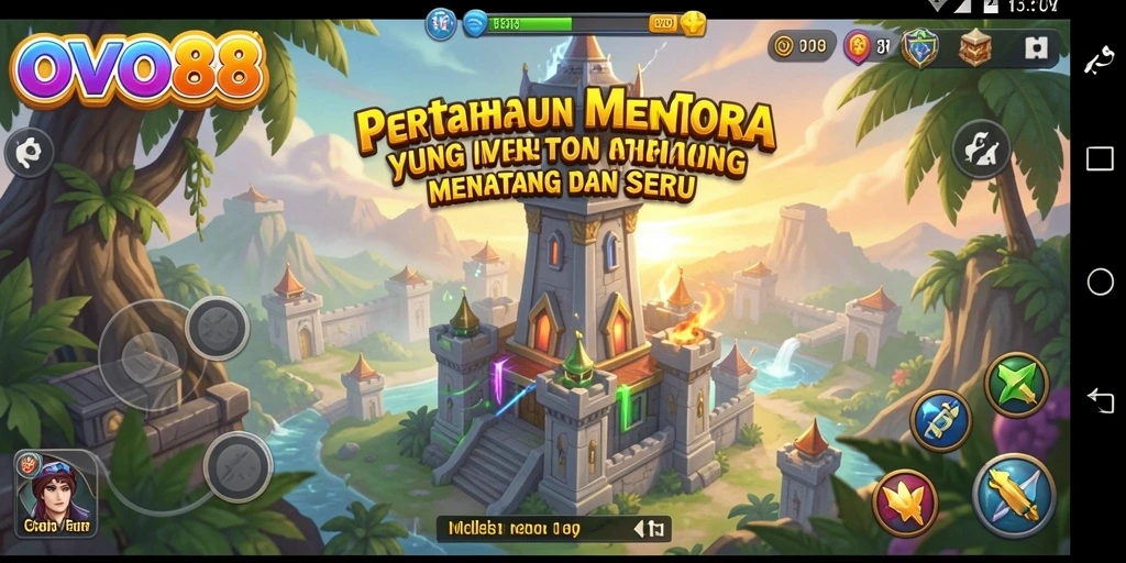 Screenshot gameplay OVO88 menampilkan aksi seru Tower Defense.