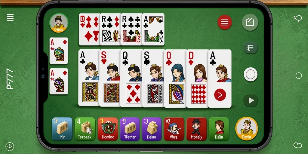 Screenshot gameplay PF777 menampilkan suasana permainan domino yang seru.
