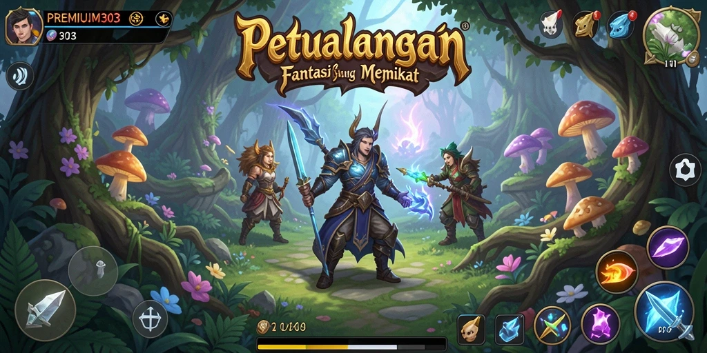 Tampilan grafis menawan dari gameplay RPG PREMIUM303.