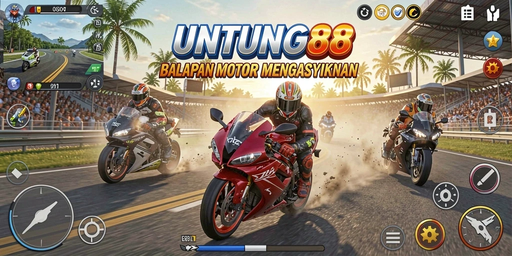 Screenshot UNTUNG88 menampilkan balapan motor yang mendebarkan dan grafis mengesankan.