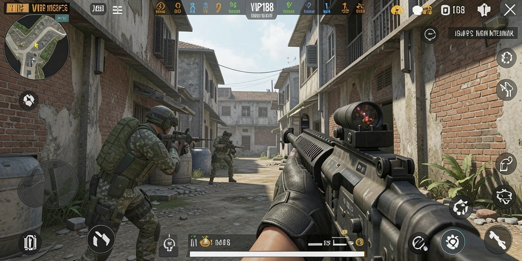 Tangkapan layar menunjukkan aksi seru dalam permainan FPS VIP188.