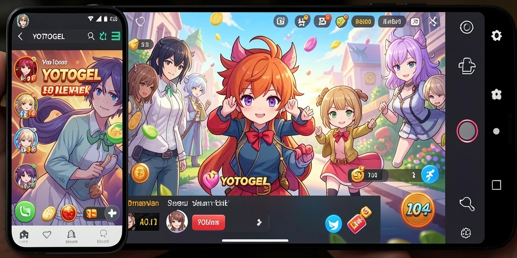 Tampilan gameplay YOTOGEL dengan karakter anime yang beraksi.