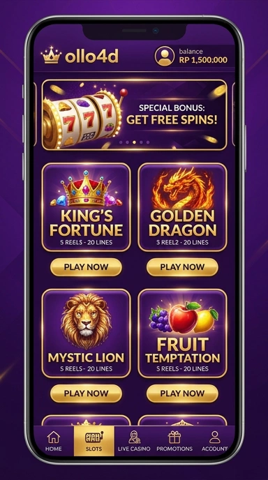 Tampilan beranda ollo4d dengan daftar aplikasi terbaru.